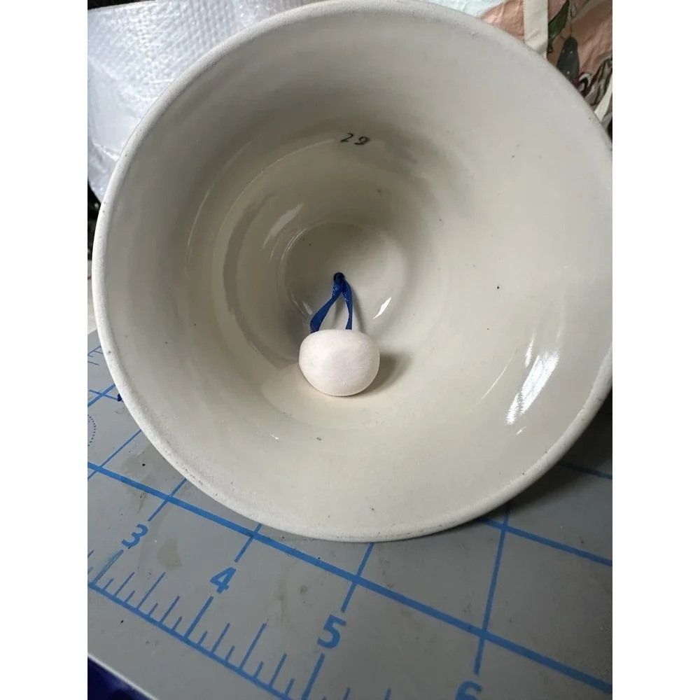 NWT Polish Pottery Working Ceramic Pottery Bell Christmas Ornament Poland Blue